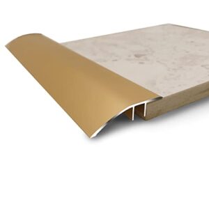 funmaypoon aluminum floor transition threshold strip door threshold interior/carpet/tile/floor reducer doorway edge trim for laminate floor mat carpet and vinyl tile 1 3/4″ (43mm) wide(90cm)(gold)