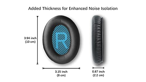 Replacement Ear-Pads for Bose QuietComfort QC 2 15 25 35 Ear Cushions for QC2 QC15 QC25 QC35 SoundLink/SoundTrue Around-Ear II AE2 Headphones (Black)