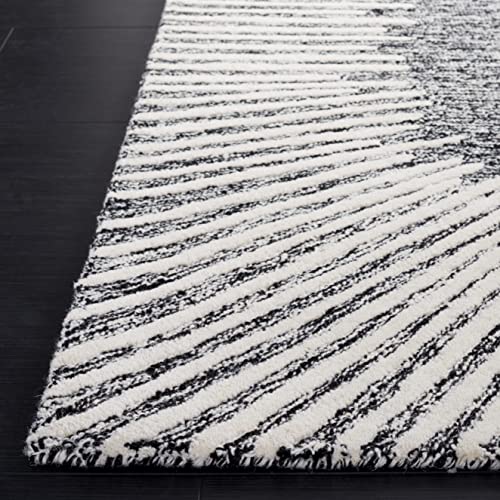 Safavieh Abstract Collection 3' x 5' Black/Ivory ABT478Z Handmade Wool Area Rug