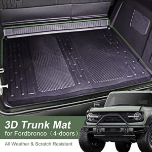 Pedigree 3D TPE Material Cargo Mat Fits 2021-2022 Ford Bronco 4-Door Version All Weather Rear Trunk Mat Waterproof Car Floor Mat Anti-Skid Odorless Rubber Carpet (Trunk Mat)