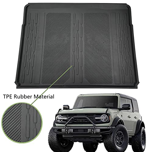 Pedigree 3D TPE Material Cargo Mat Fits 2021-2022 Ford Bronco 4-Door Version All Weather Rear Trunk Mat Waterproof Car Floor Mat Anti-Skid Odorless Rubber Carpet (Trunk Mat)