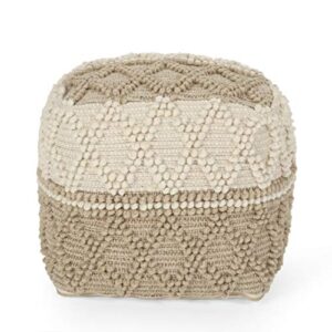 christopher knight home dellroy pouf, ivory + beige