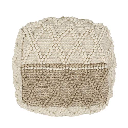 Christopher Knight Home Dellroy Pouf, Ivory + Beige