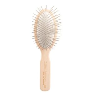 chris christensen 35 mm oval pin dog brush, original series, groom like a professional, stainless steel pins, lightweight beech wood body, ground and polished tips