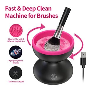 Electric Makeup Brush Cleaner Machine - Alyfini Portable Automatic USB Cosmetic Brush Cleaner Tools for All Size Beauty Makeup Brushes Set (Black)