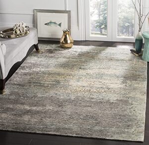 safavieh tiffany collection 8′ x 10′ blue/silver tfn622e hand-knotted wool & viscose living room dining bedroom area rug