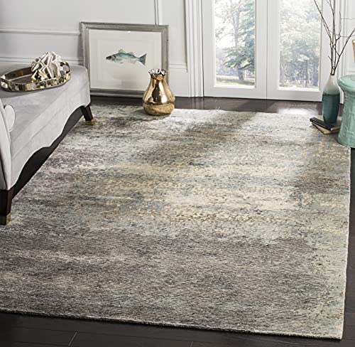 Safavieh Tiffany Collection 8' x 10' Blue/Silver TFN622E Hand-Knotted Wool & Viscose Living Room Dining Bedroom Area Rug