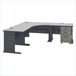 bush business furniture series a 84w x 84d corner desk with mobile file cabinet in slate and white spectrum