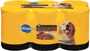 pedigree meaty ground dinner with chunky beef, bacon & cheese canned dog food 13.2 oz. (pack of 6)