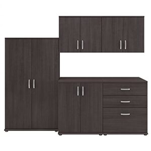 bush business furniture universal 5 piece modular storage set with floor and wall cabinets, storm gray