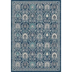 safavieh evoke collection 10′ x 14′ blue/ivory evk251c boho non-shedding living room bedroom dining home office area rug