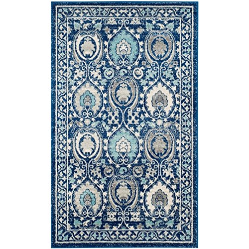 SAFAVIEH Evoke Collection 10' x 14' Blue/Ivory EVK251C Boho Non-Shedding Living Room Bedroom Dining Home Office Area Rug