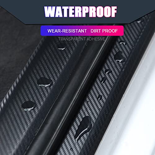 GZDIELINGE Car Threshold Anti Scratch Protection Strips, Black Carbon Fiber ,Pattern Rear Door Guard Stickers Door Sill Anti Kick Protector Fit for Most Car (5mm*5m, Black)