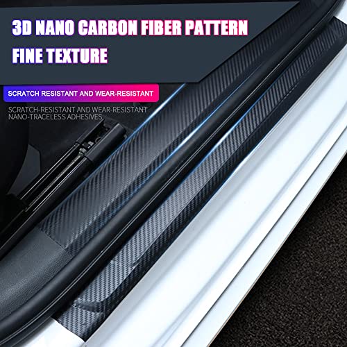 GZDIELINGE Car Threshold Anti Scratch Protection Strips, Black Carbon Fiber ,Pattern Rear Door Guard Stickers Door Sill Anti Kick Protector Fit for Most Car (5mm*5m, Black)