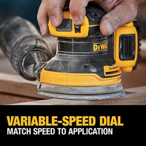 DEWALT 20V MAX Orbital Sander Kit, 5 Inch, Cordless, 12000 OPM, Battery and Charger Included (DCW210D1)