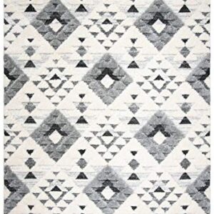SAFAVIEH Moroccan Tassel Shag Collection 8' x 10' Ivory/Grey MTS688F Boho Non-Shedding Living Room Bedroom Dining Room Entryway Plush 2-inch Thick Area Rug