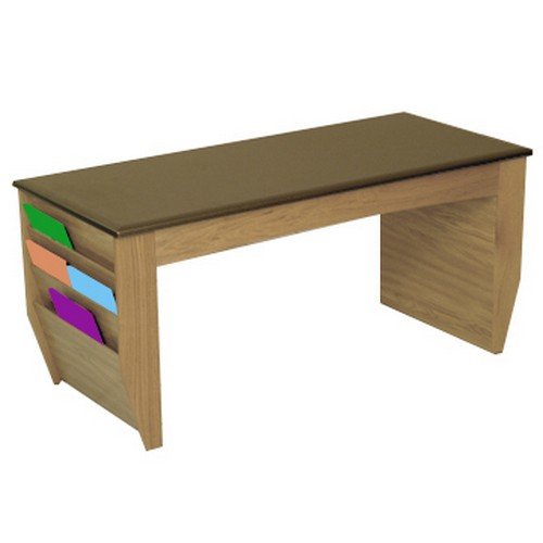 Wooden Mallet DM2-BG Coffee Table with Magazine Pockets and Black Granite Look Top, Mahogany