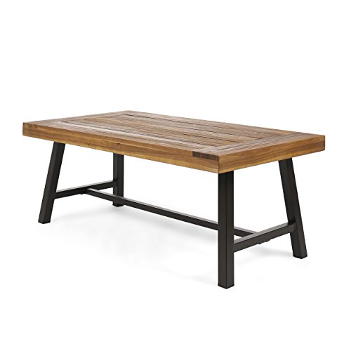 Christopher Knight Home Carlisle Outdoor Acacia Wood Coffee Table, Sandblast/Rustic Metal