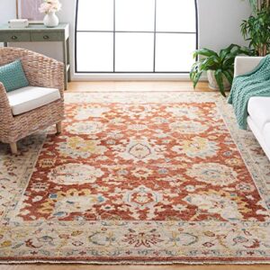 safavieh samarkand collection 10′ x 14′ rust/beige srk185p hand-knotted traditional oriental wool area rug