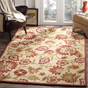 SAFAVIEH Blossom Collection 8' x 10' Beige / Multi BLM862A Handmade Floral Premium Wool Area Rug