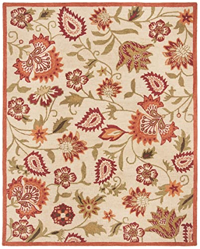 SAFAVIEH Blossom Collection 8' x 10' Beige / Multi BLM862A Handmade Floral Premium Wool Area Rug