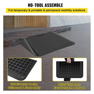 VEVOR Rubber Threshold Ramp, 4" Rise Threshold Ramp Doorway, Recycled Rubber Power Threshold Ramp Rated 2200 Lbs Load Capacity, Non-Slip Surface Rubber Solid Threshold Ramp for Wheelchair and Scooter