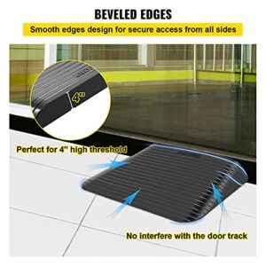 VEVOR Rubber Threshold Ramp, 4" Rise Threshold Ramp Doorway, Recycled Rubber Power Threshold Ramp Rated 2200 Lbs Load Capacity, Non-Slip Surface Rubber Solid Threshold Ramp for Wheelchair and Scooter