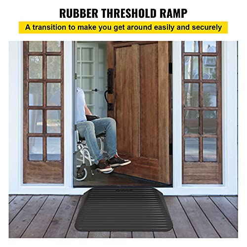 VEVOR Rubber Threshold Ramp, 4" Rise Threshold Ramp Doorway, Recycled Rubber Power Threshold Ramp Rated 2200 Lbs Load Capacity, Non-Slip Surface Rubber Solid Threshold Ramp for Wheelchair and Scooter