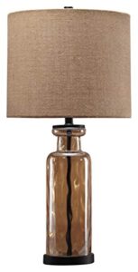 signature design by ashley laurentia 28.75″ modern neutral glass table lamp, champagne