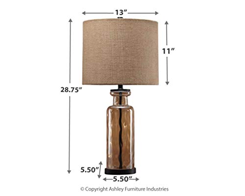 Signature Design by Ashley Laurentia 28.75" Modern Neutral Glass Table Lamp, Champagne