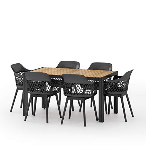 Christopher Knight Home Azalea Outdoor Dining Sets, Black + Teak