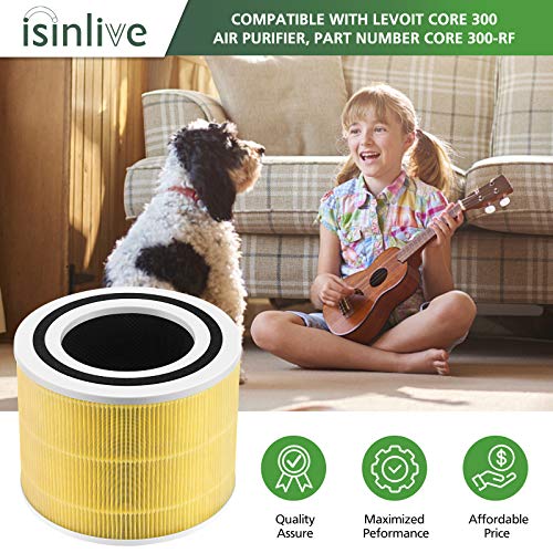 Core 300 H13 True HEPA Pet Care Replacement Filter for LEVOIT Core 300 and Core 300S VortexAir Air Purifier, Core 300-RF-PA (Yellow),2 Packs