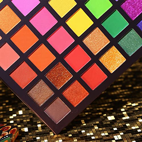 UCANBE EXOTIC FLAVORS Neon Eyeshadow Makeup Palette - 48 Colorful High Pigmented - Rainbow Matte Shimmer Glitter Eye Shadow Make Up Pallet Gift Set