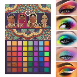 ucanbe exotic flavors neon eyeshadow makeup palette – 48 colorful high pigmented – rainbow matte shimmer glitter eye shadow make up pallet gift set