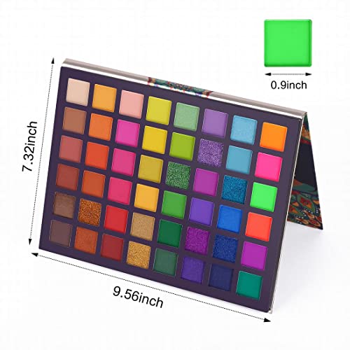 UCANBE EXOTIC FLAVORS Neon Eyeshadow Makeup Palette - 48 Colorful High Pigmented - Rainbow Matte Shimmer Glitter Eye Shadow Make Up Pallet Gift Set