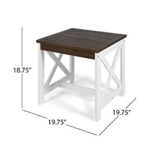 Christopher Knight Home Jean Indoor Farmhouse Acacia Wood End Table, Dark Brown Finish, White Finish