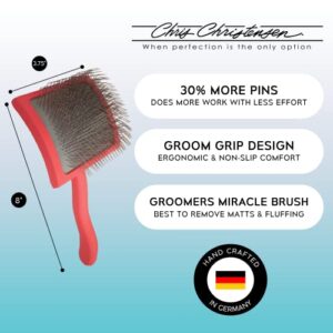 Chris Christensen Brush Bundle - Big G Dog Slicker Brush, Perfect for Doodles, Angled Round Ground Pins - 27 mm Original Series Oval Pin Dog Brush - Stainless Steel Pins, Beech Wood Body