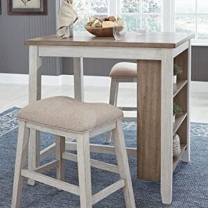 Signature Design by Ashley Skempton 3 Piece Counter Height Dining Set, Includes Table and 2 Barstools, Whitewash