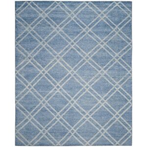 SAFAVIEH Stone Wash Collection 8' x 10' Deep Blue STW701D Hand-Knotted Trellis Bamboo Silk Area Rug