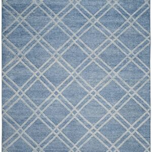 SAFAVIEH Stone Wash Collection 8' x 10' Deep Blue STW701D Hand-Knotted Trellis Bamboo Silk Area Rug