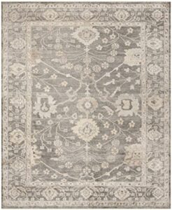safavieh oushak collection 8′ x 10′ dark grey/beige osh601b hand-knotted traditional oriental viscose living room dining bedroom area rug
