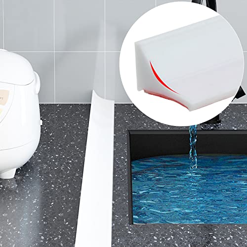 39 inch Silicone Collapsible Shower Threshold Water Dam, Waterproof Shower Barrier Water Strip Dam, Stay Dry Retainer for Wet and Dry Separation for Kitchen Sink Countertop Sink Cooktop Bathroom Tub