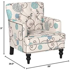 Christopher Knight Home Harrison Fabric Tufted Club Chair, White / Blue