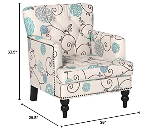 Christopher Knight Home Harrison Fabric Tufted Club Chair, White / Blue