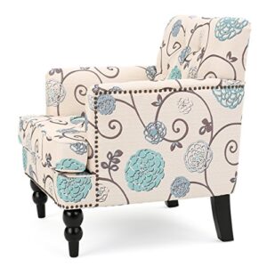 Christopher Knight Home Harrison Fabric Tufted Club Chair, White / Blue