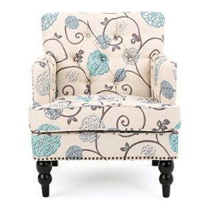 Christopher Knight Home Harrison Fabric Tufted Club Chair, White / Blue