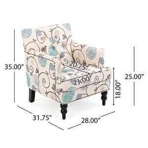 Christopher Knight Home Harrison Fabric Tufted Club Chair, White / Blue