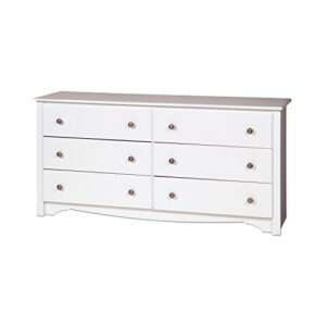 Sonoma 6 Drawer Double Dresser for Bedroom, White & Sonoma 2-Drawer Nightstand, White