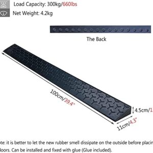 Threshold Ramp, Threshold Ramp Rubber, 1/2/3/4/5 cm Rise Wheelchairs Ramps for Home Garden Yard Sliding Glass Doors Steps, Indoor Outdoor Entry Transitions Slope (Size : 100x11x4.5(39.4x4.3x1.8))