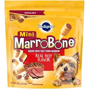 pedigree marrobone toy/small dog treats real beef flavor crunchy dog biscuit, 15 oz. 8 pack